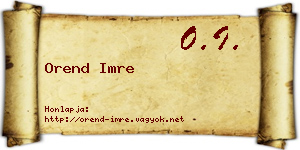 Orend Imre névjegykártya